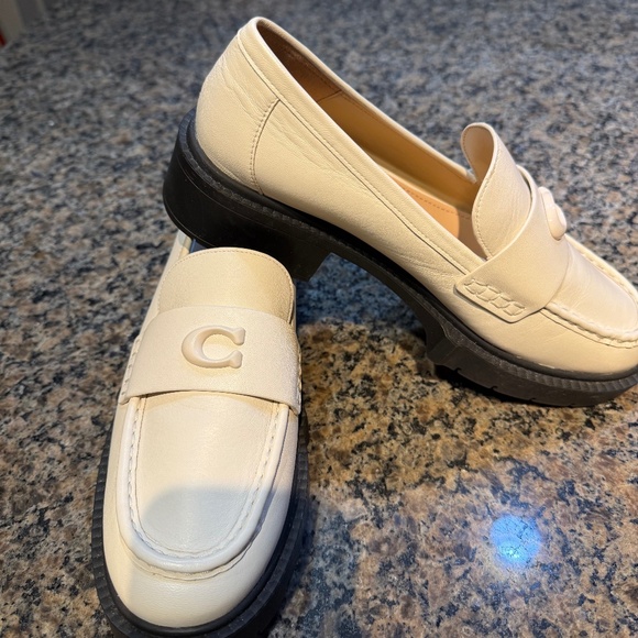 Coach women's leah platform lug sole loafers cream - Picture 1 of 9